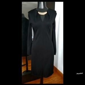 Halston Heritage Black Dress Metal Plate Collar 4